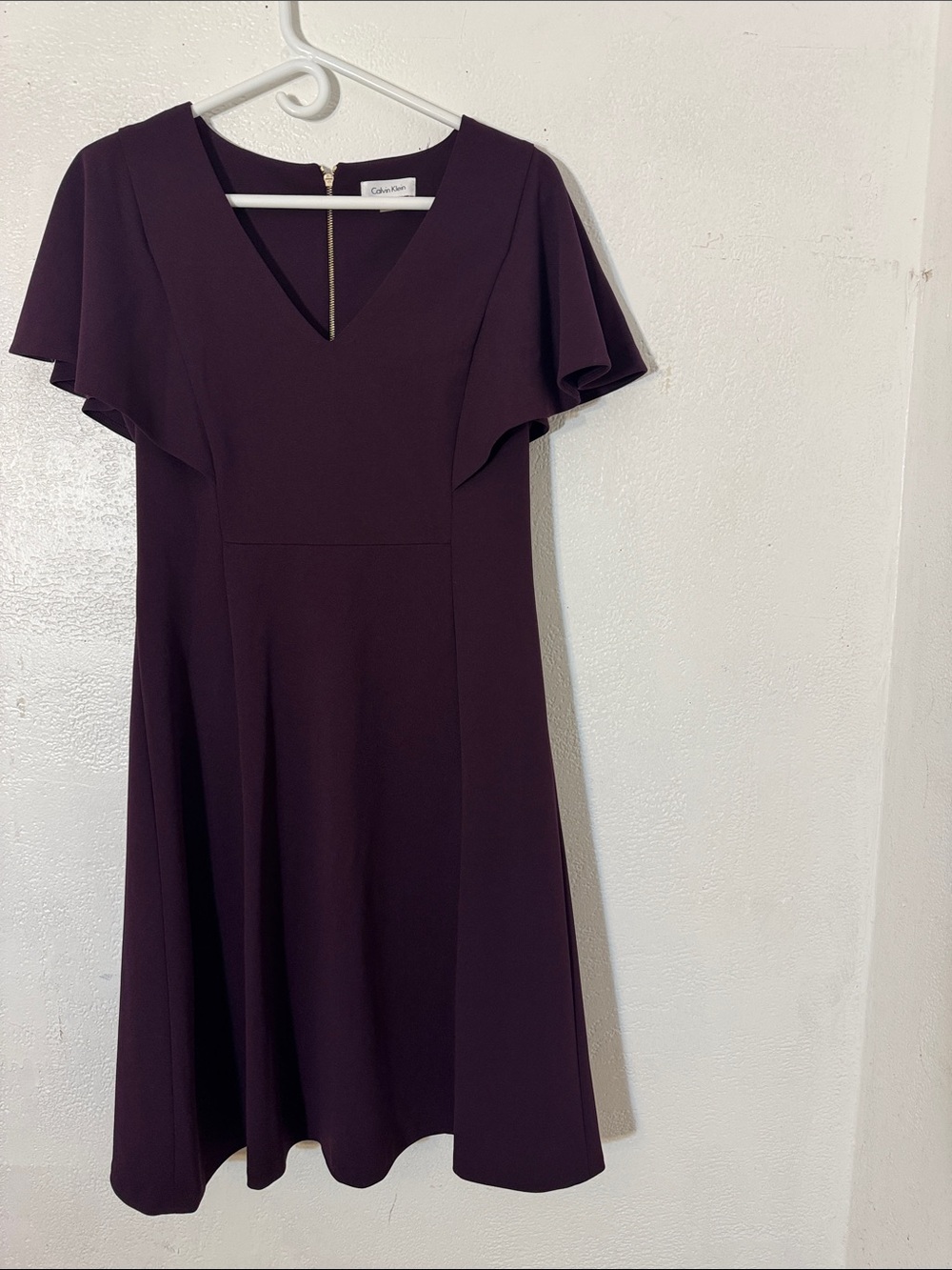 Calvin Klein Deep Purple V-Neck Midi Dress size 10